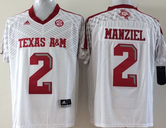 Men Texas A&M Aggies 2 Manziel White 2025 NCAA Jersey